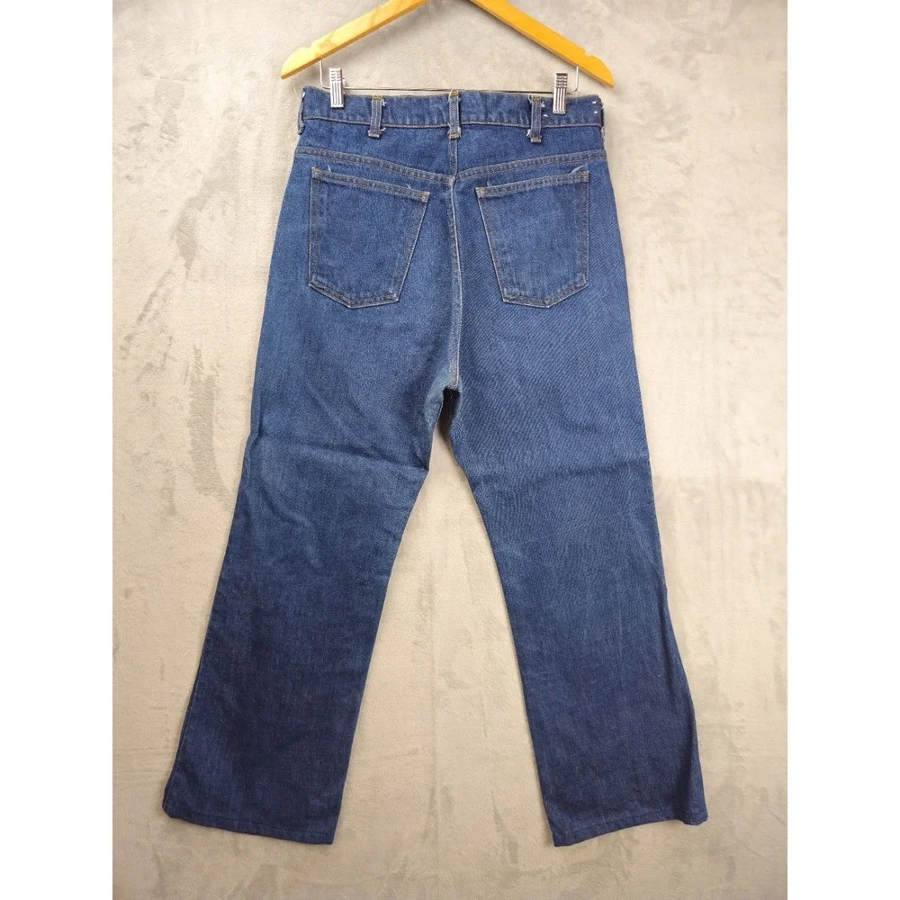 Men's Vintage 70's Sears Jean Joint Flared Bootcut Denim Blue Jeans 32x29 Hemmed